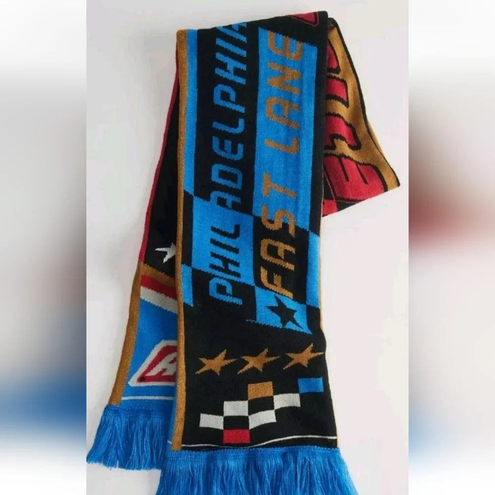 Urban Outfitters Checked Soccer Graphic Knit Scarf NWT